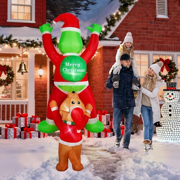 ⚡6 FT Christmas Inflatables Climbing Santa Claus with Dog Outdoor Decorations - Picture 5 of 7